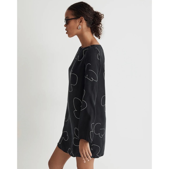 MADEWELL Black Erika Cupro Shift Mini Dress NWT Size Small - Picture 3 of 9
